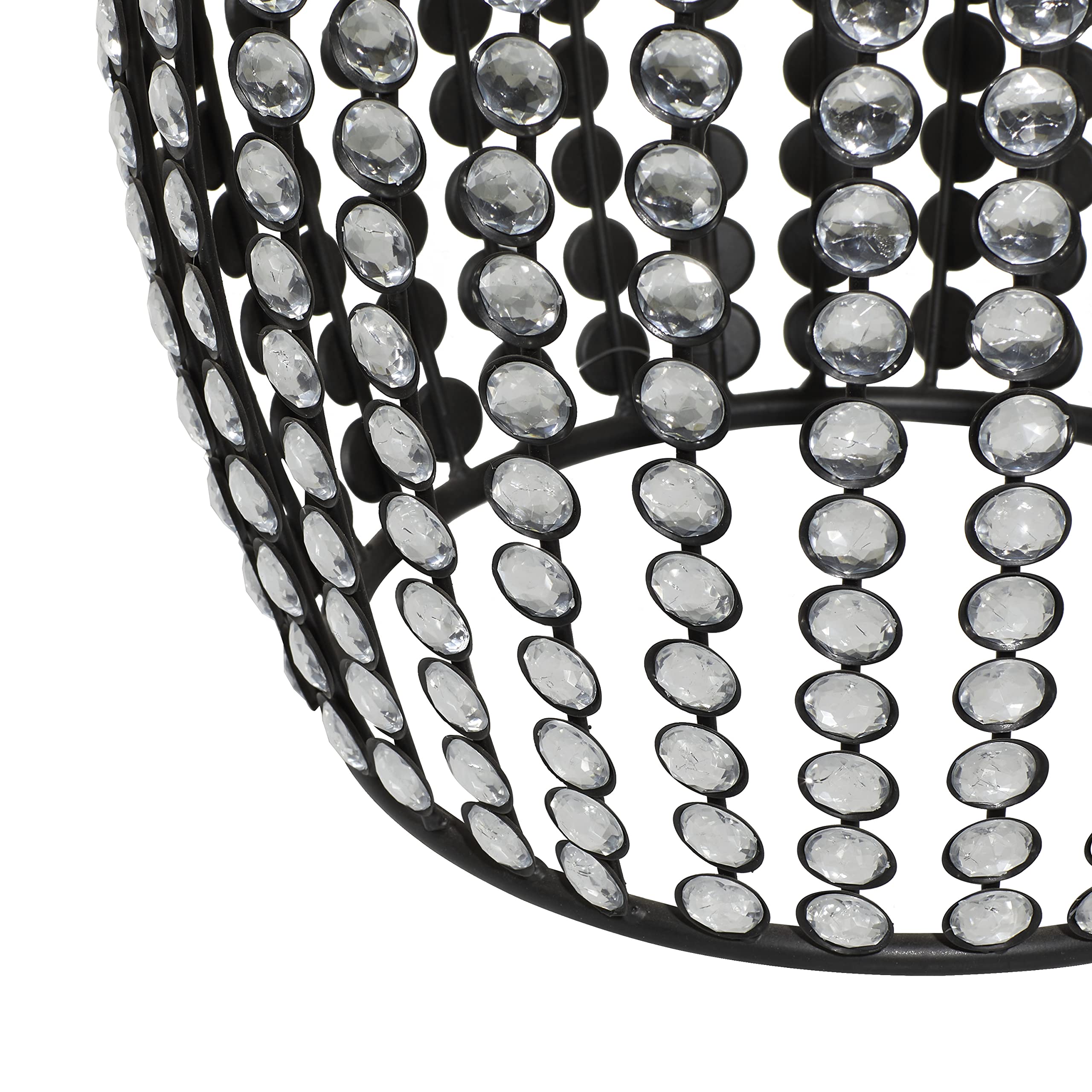 Metal Side End Accent Table End Table with Crystal Embellishments