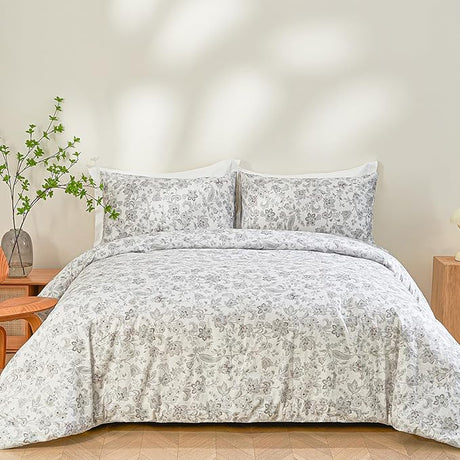 King Size Comforter Set 100% Cotton Floral Bedding Comforter Sets with Light