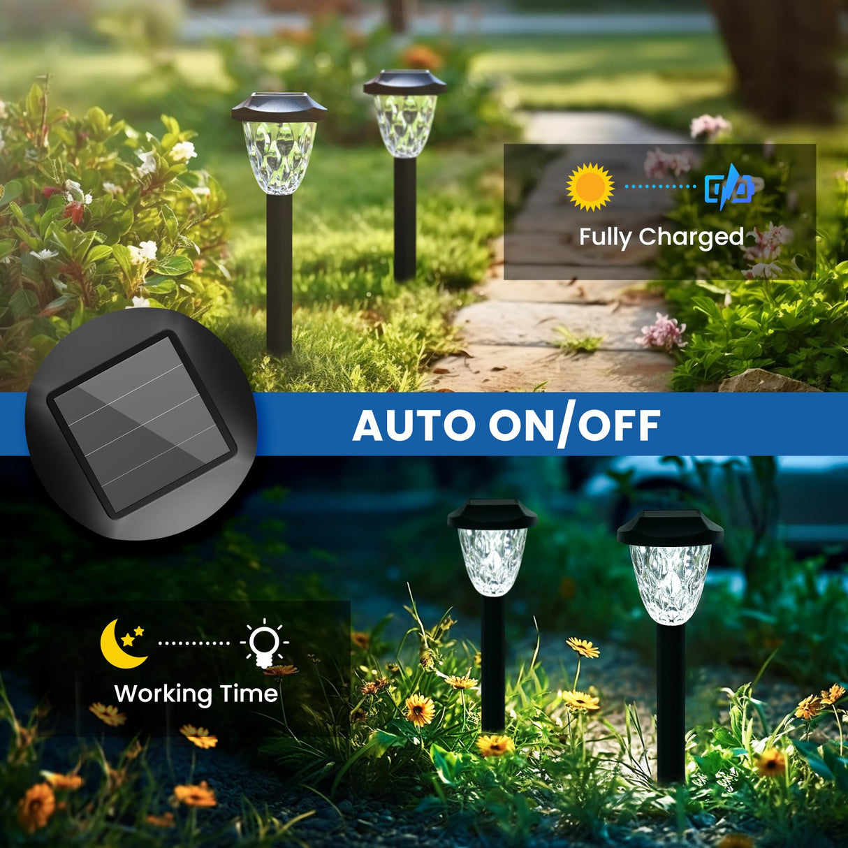 I 16 Pack Solar Outdoor Lights, Bright Solar Pathway Lights with Great Pattern