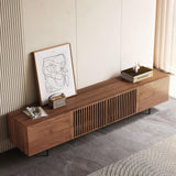94.5" Mid-Century Modern TV Stand for 80+ Inch TVs - Walnut Entertainment Center