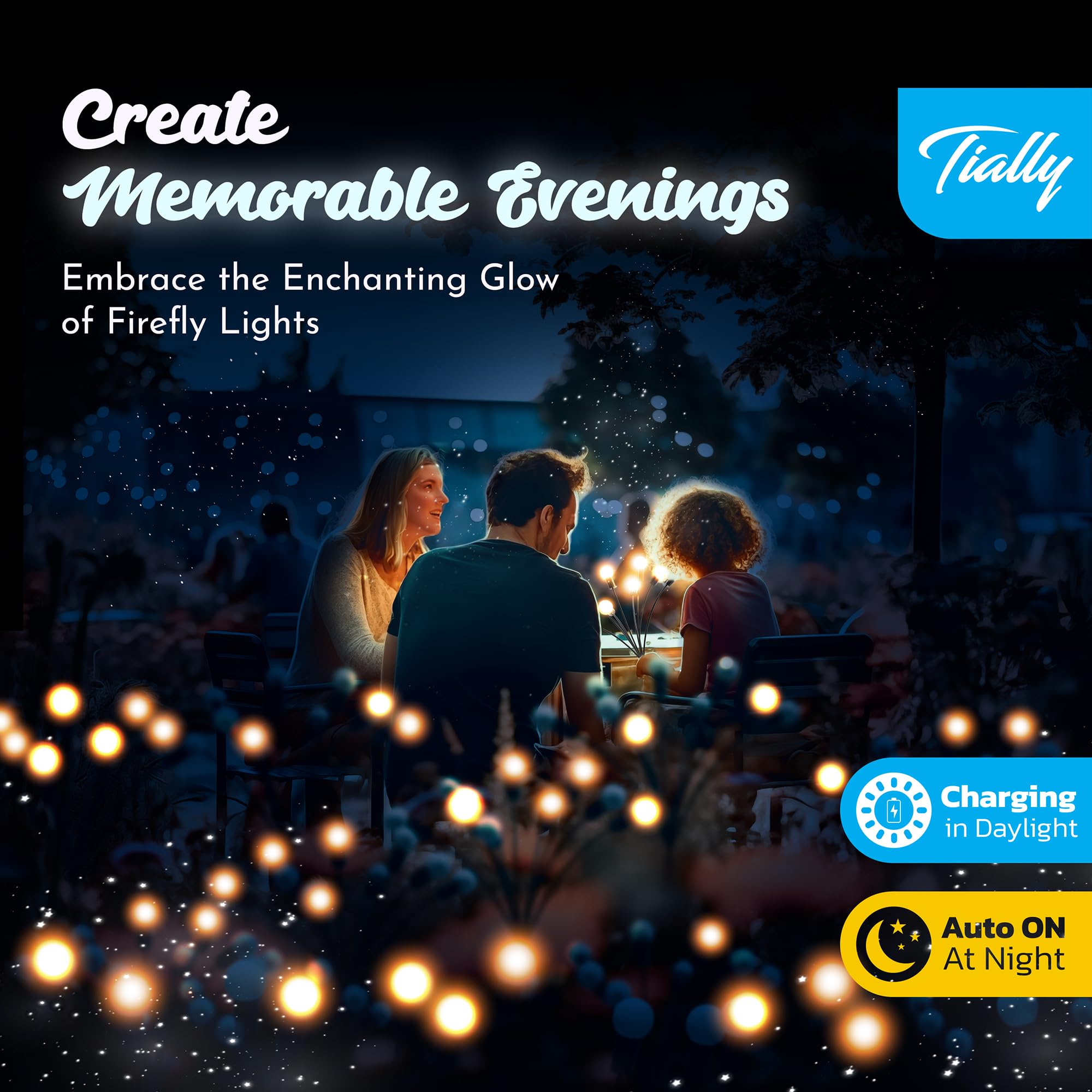 4 Pack Firefly Lights Solar Outdoor | 32 LED Firefly Solar Garden Lights