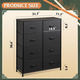 Fabric Dresser for Bedroom, Tall Dresser with 8 Drawers, Storage Tower with Fabric Bins,