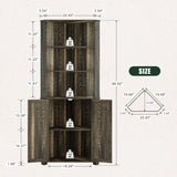 Farmhouse Corner Cabinet with LED Light, 67" Tall Bathroom Cabinet with 2 Doors and 3