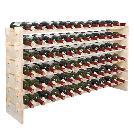 6 Tier Premium Wood Wine Rack Storage Stand 72 Bottles Capacity Stackable Storage