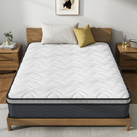 Queen Hybrid Innerspring Mattresses, 12 Inch Plush Mattress Foam Spring Mattress