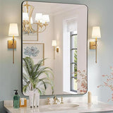 Black Framed Mirror for Bathroom, Rounded Rectangle Mirrors