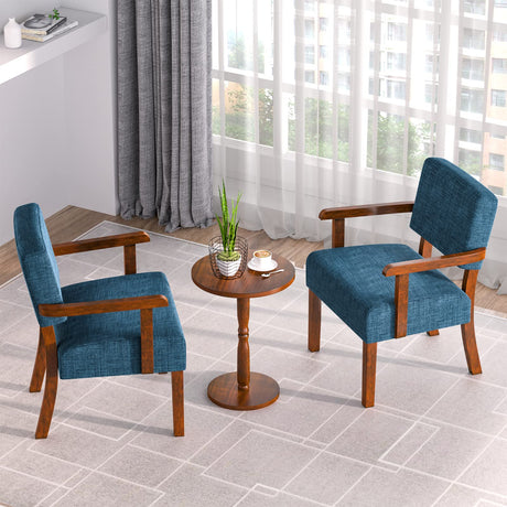 Accent Chair Set of 2 with Table, Living Room Chairs with Soft Seat and Armrests