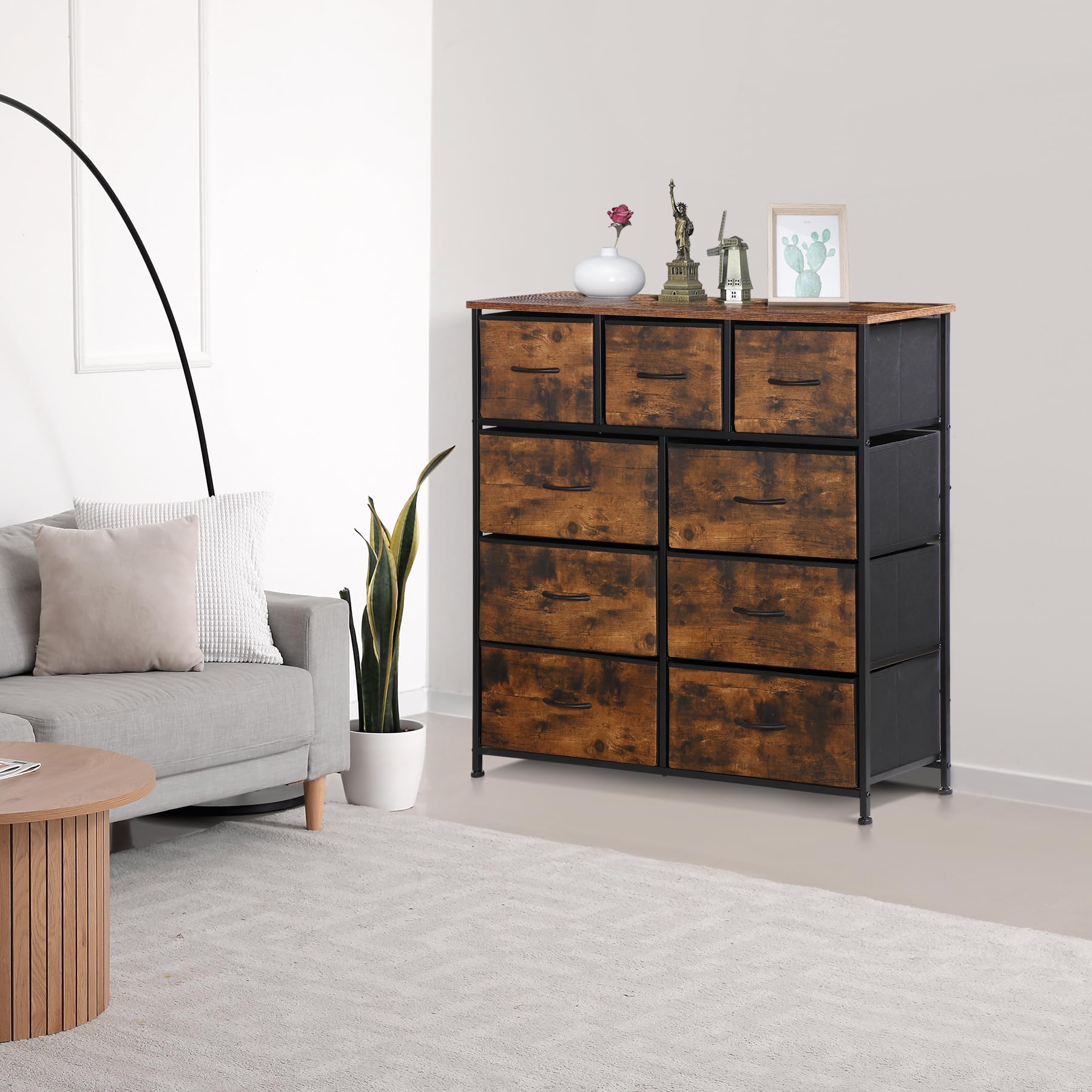 9 Drawers Dresser, Fabric Storage Tower