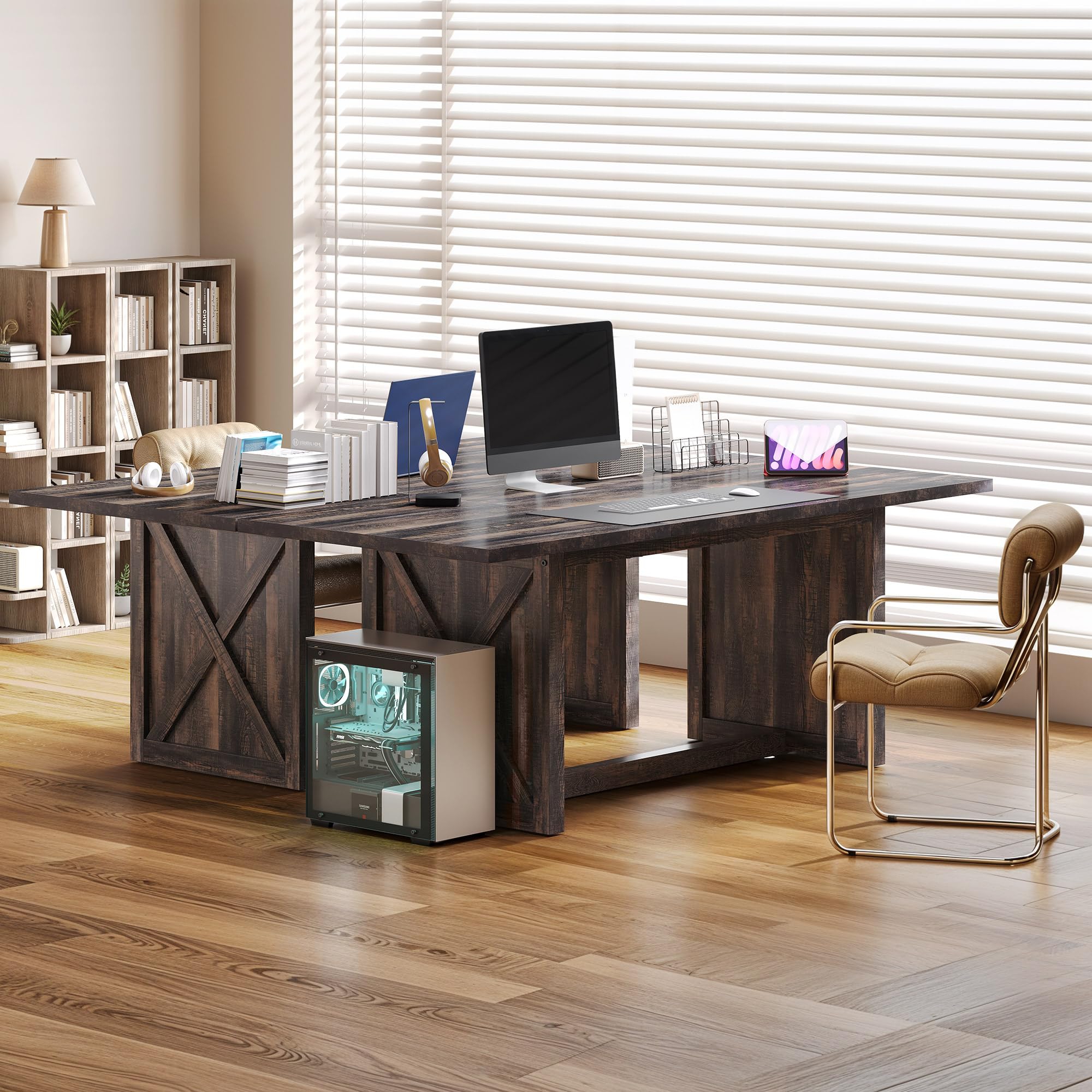 Executive Desk 6FT Home Office Desk 70.8’’ Large Conference Table with Heavy Duty