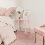 Table, Small Side Table for Small Spaces, Small Metal End Table, Easy Assembly Pink