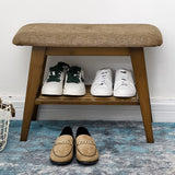 Shoe Bench Entryway with Storage, 2 Tier Small Shoe Storage Bench, Linen Padded