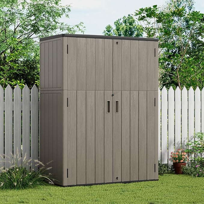 Outdoor Storage Shed - Horizontal Storage Cabinet Waterproof for Garden, Patio, Backyard