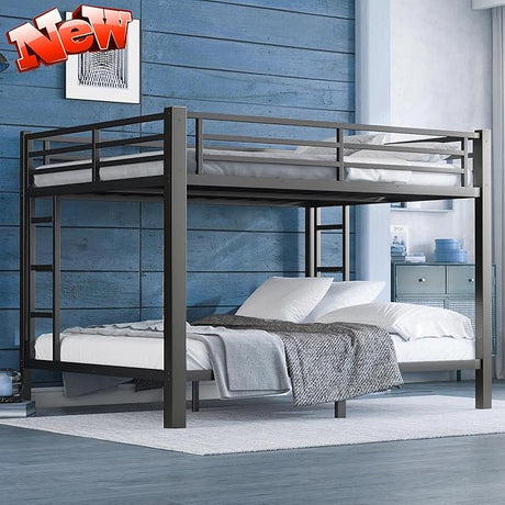 Upgraded Version Thicken Stronger Metal Full XL Over King Bunk Bed, Heavy-Duty Best Bunk Bed Full Over King Size