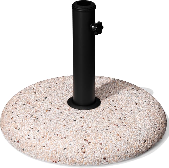 Patio Umbrella Base, 45lbs Heavy Duty Table Umbrella Base, Round Cobble Cement Market Umbrella Stand