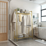 Gold Clothing Rack Modern Clothes Rack with 2- tier Shelf Clothes Display Racks