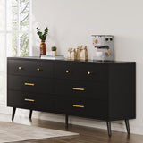 White 6 Drawers Dresser/Modern Wood Dresser Chest of Drawers