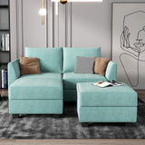 Convertible Sectional Couch Modular Sofa with Reversible Chaise Sectional Sofa Set with Storage, Aqua Blue