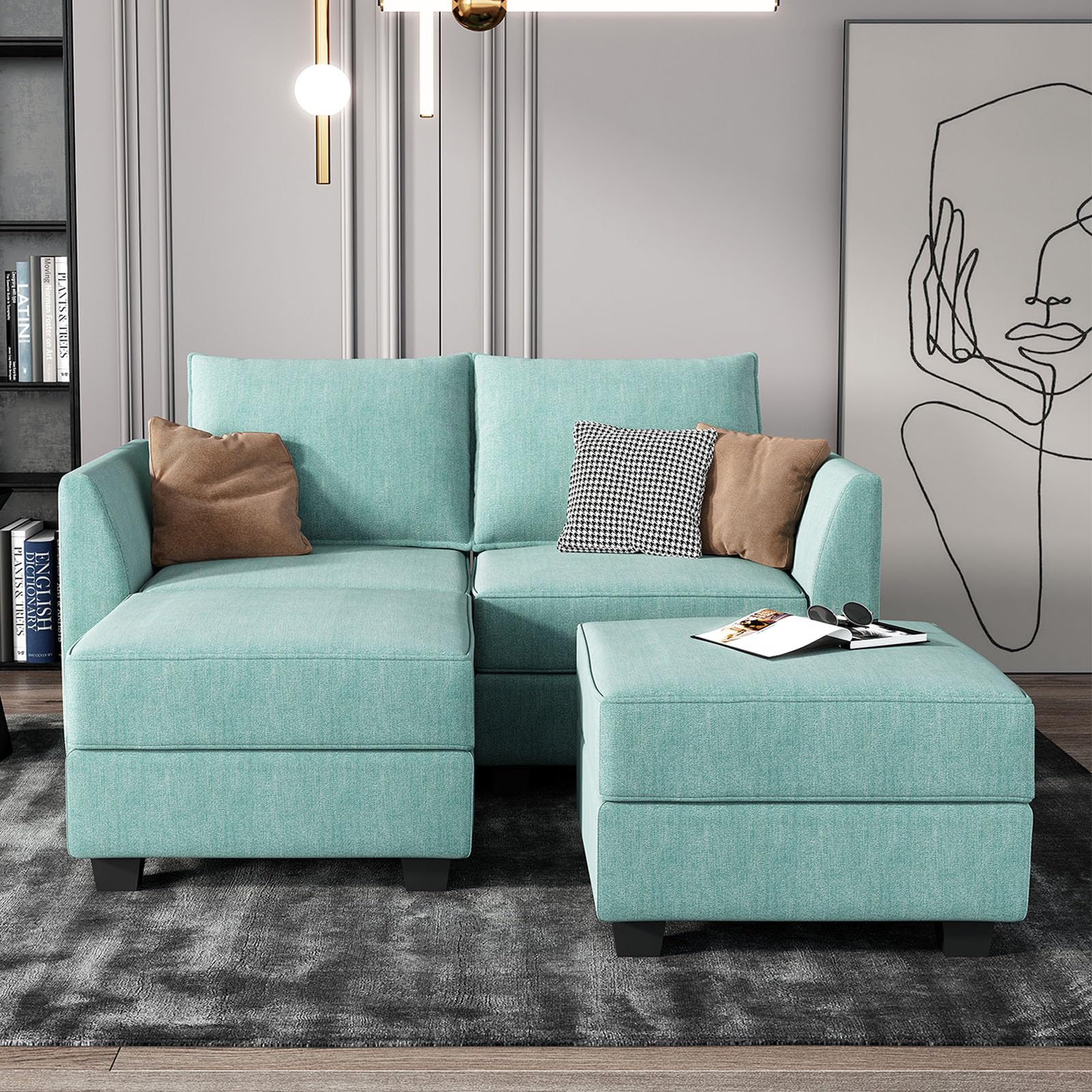 Convertible Sectional Couch Modular Sofa with Reversible Chaise Sectional Sofa Set