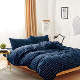 Cloud - Grid Cotton Duvet Cover Set, Plaid Checkered Geometric Farmhouse