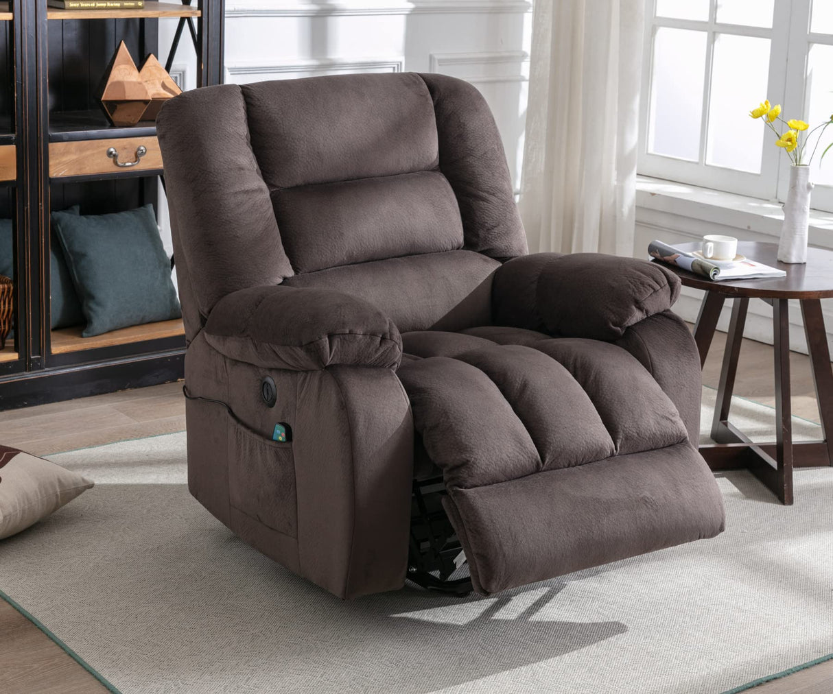 Big Power Lift Recliner Chair Wide Electric Massage Recliners for Elderly Fabric Living Room Overstuffed Reclining