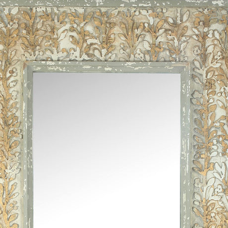 57 Inch Accent Wall Mirror, Thick Fir Wood Frame