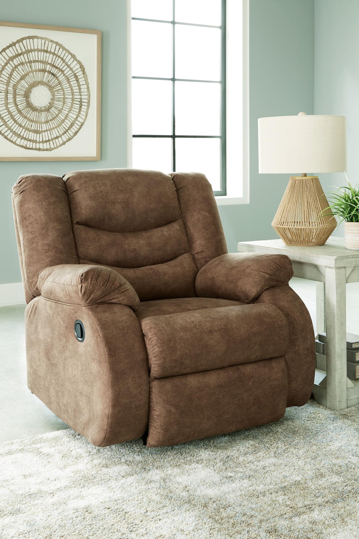 Partymate Contemporary Faux Leather Manual Rocker Recliner, Dark Brown