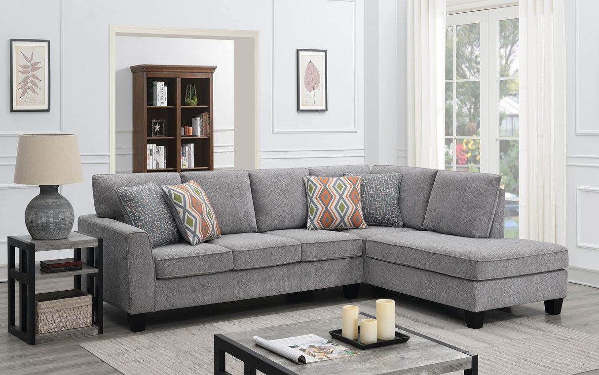 Sectional Sofa with 4 Cushions, Modern Tufted Micro Cloth L-Shaped Sofa Couch, with Memory Foam, 5 Seat Modular sectional Sofa with Reversible Chaise - Light Grey - Oliver & Smith