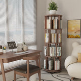 Solid Wood Rotating Bookshelf with Brake Wheels,