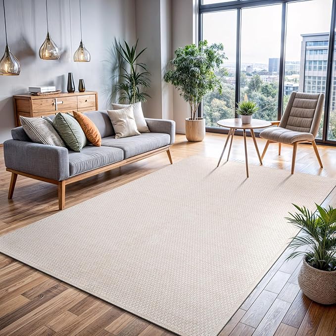 Easy Jute Rug 9x12, Indoor Outdoor Natural Color Farmhouse Area Rugs for Living Room