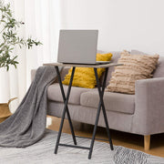 HOOBRO Folding TV Table, TV Tray, Stable Snack Table for Small Space, Portable Sofaside Table, Easy Assembly and Storage, Ideal for Snacks and Meals in Living Room, Greige and Black BG15BZ01