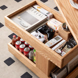 100% Solid Oak Lift Top Coffee Table with Ample Storage, Multifunctional Side Table