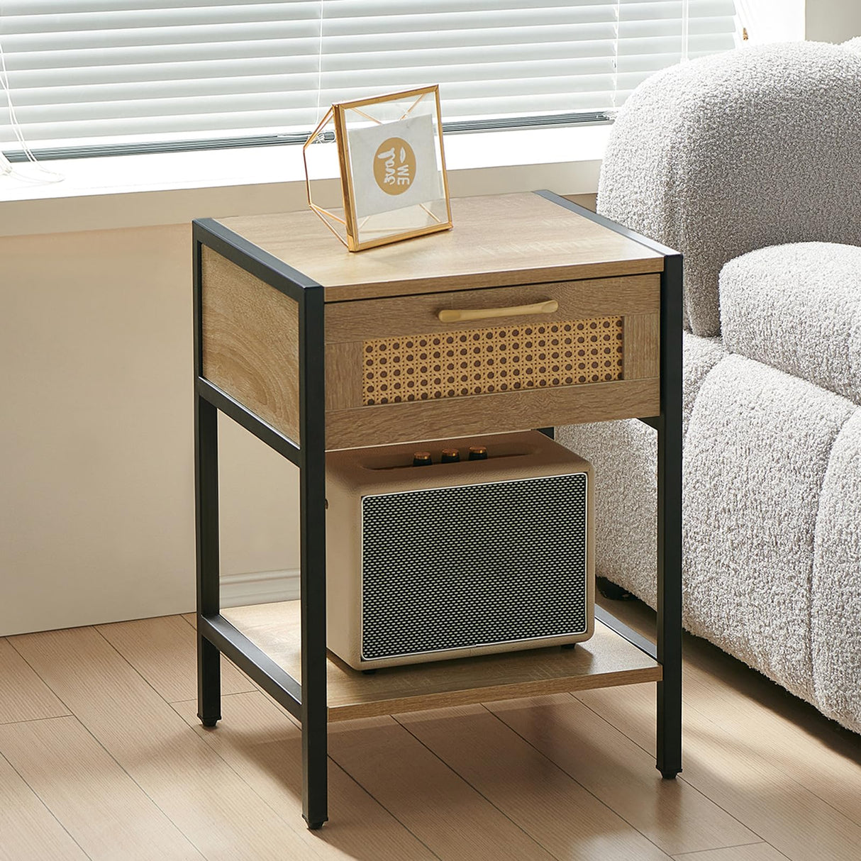 Modern Rattan Nightstand Set of 2 15.74 "L x 13.58 "W x 21.26 "H