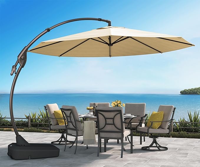 Patio Umbrella with 3 Solar panels, 48 Solar LED Lights