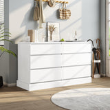 6 Drawers Dresser for Bedroom, White Modern Chest of Drawers