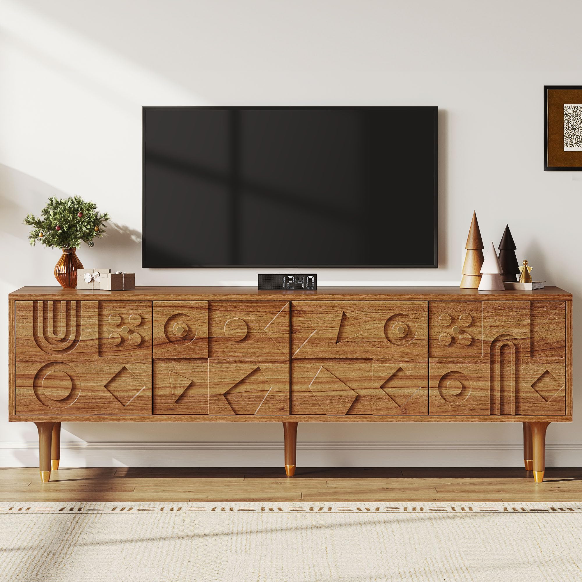 70-Inch Mid-Century TV Stand with Storage