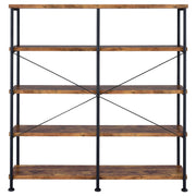 Analiese Rustic Industrial 4-Tier Double Bookcase Etagere Bookshelf Office Storage Book