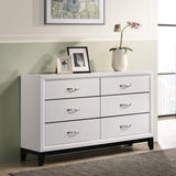 Stout Contemporary Panel Bedroom Set with Queen Bed, Dresser, Mirror, Night Stand