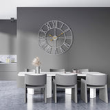 Large Wall Clock for Living Room Decor, (40CM) 16 Inch Wall Clock Decorative, Metal Analog Roman Numeral Wall Clock Modern Wall Clocks - Large Clock Home Decor (Silver)