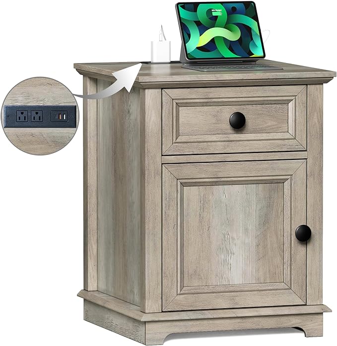 End Table with Charging Station, Fast Charge, End Table with Drawer