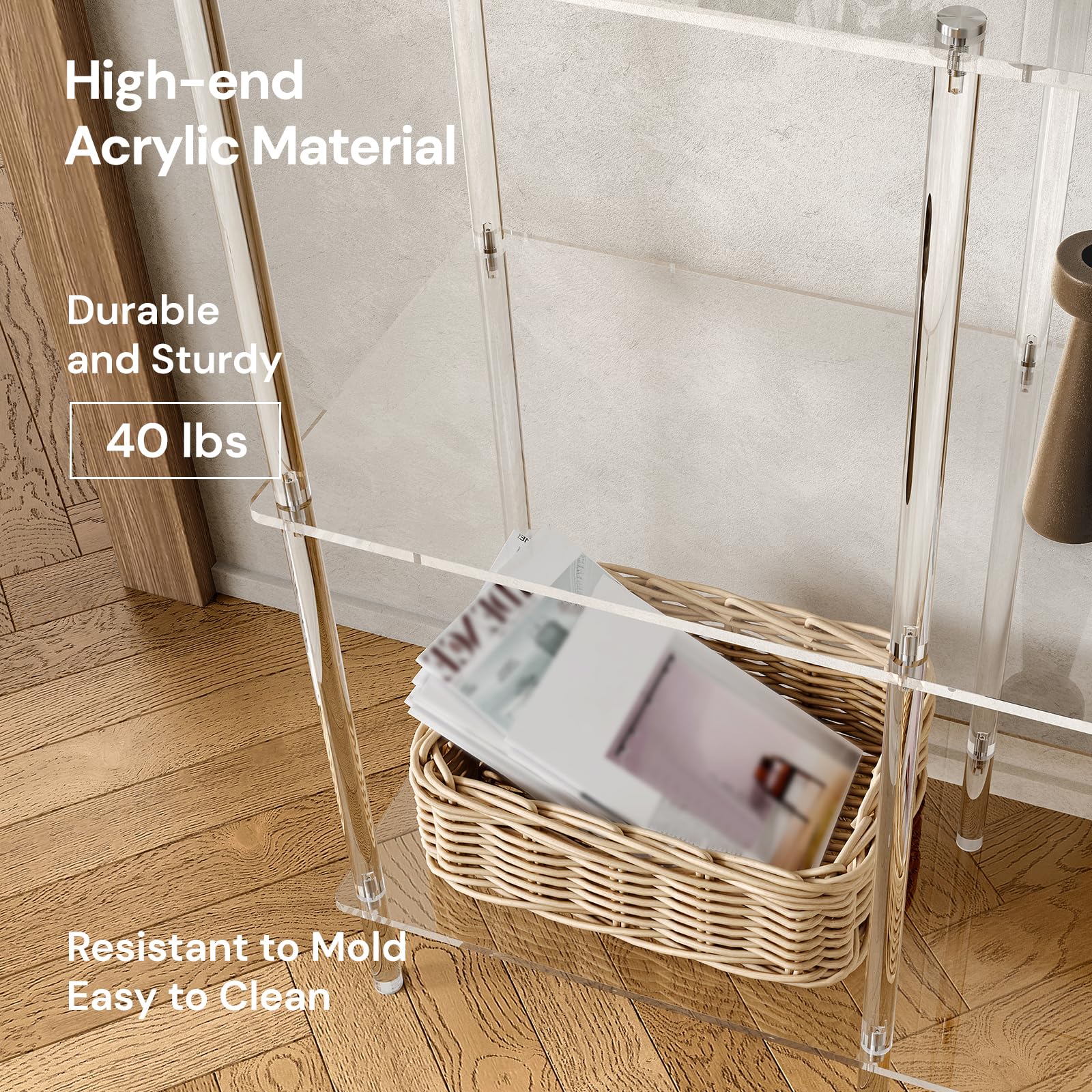 Clear Acrylic Console Table - 3-Tier Entryway Table with Open Shelves