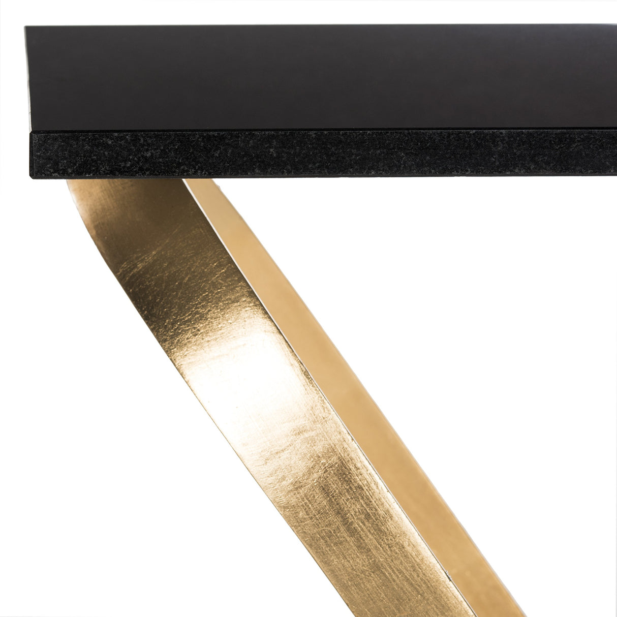 Home Collection Dovie Black and Gold Leaf Glass Top Side Table