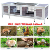 Rabbit Hutch Bunny Cage with Double House and Run Indoor Outdoor Guinea Pig House