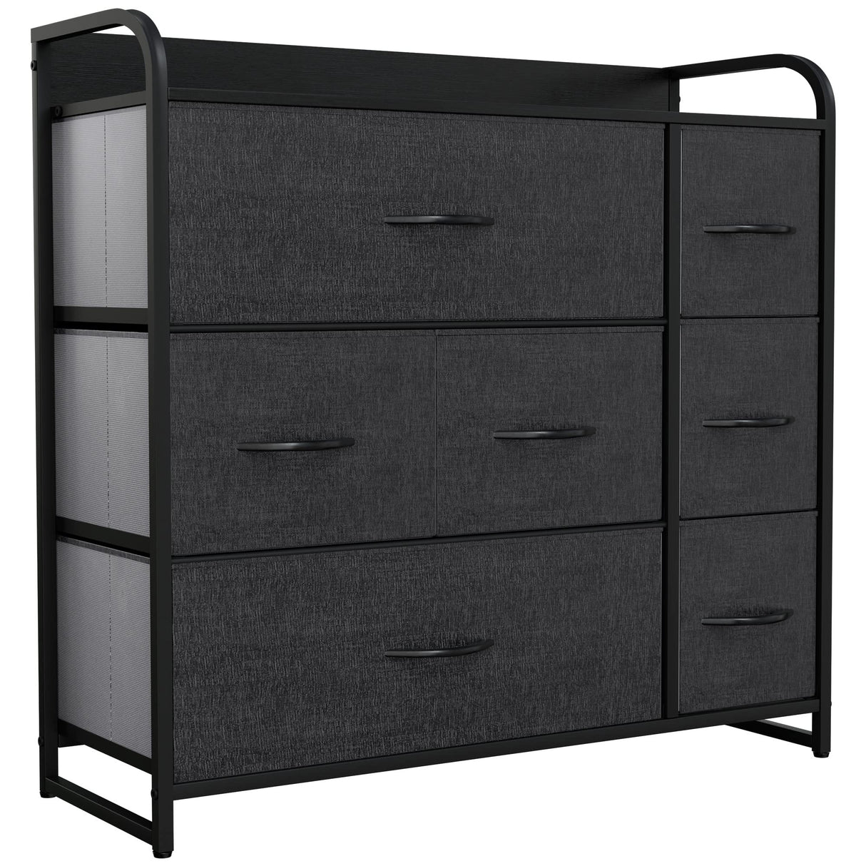 Fabric Dresser with 7 Drawers - Storage Tower (Black/ Grey) & 9 Drawers-Fabric Storage Tower