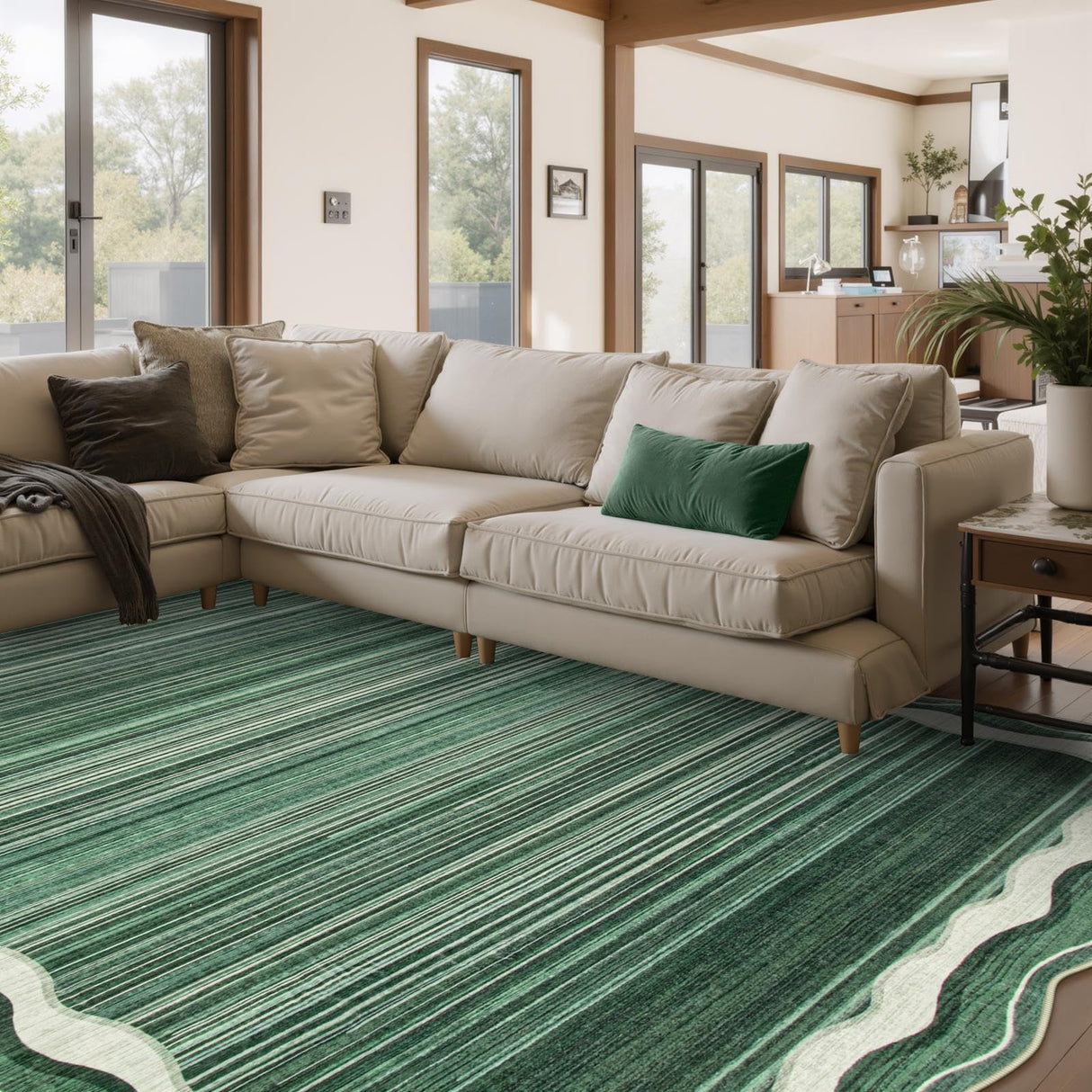 Green Rugs for Living Room,Modern 8 x 10 Area Rugs for Living Room,Soft Non-Slip Rugs