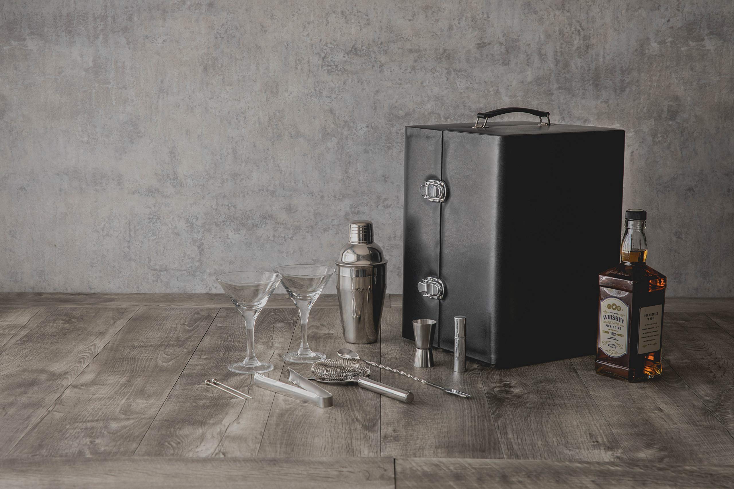 LEGACY - a Picnic Time brand Manhattan Case, Stainless Steel Cocktail Shaker Set