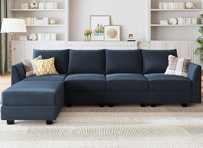 Modular Sectional Sofa Velvet L Shaped Couch with Storage Ottoman