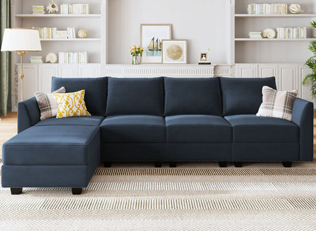 Modular Sectional Sofa Velvet L Shaped Couch with Storage Ottoman Convertible