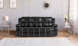 Manual Double Glider Reclining Loveseat, Black