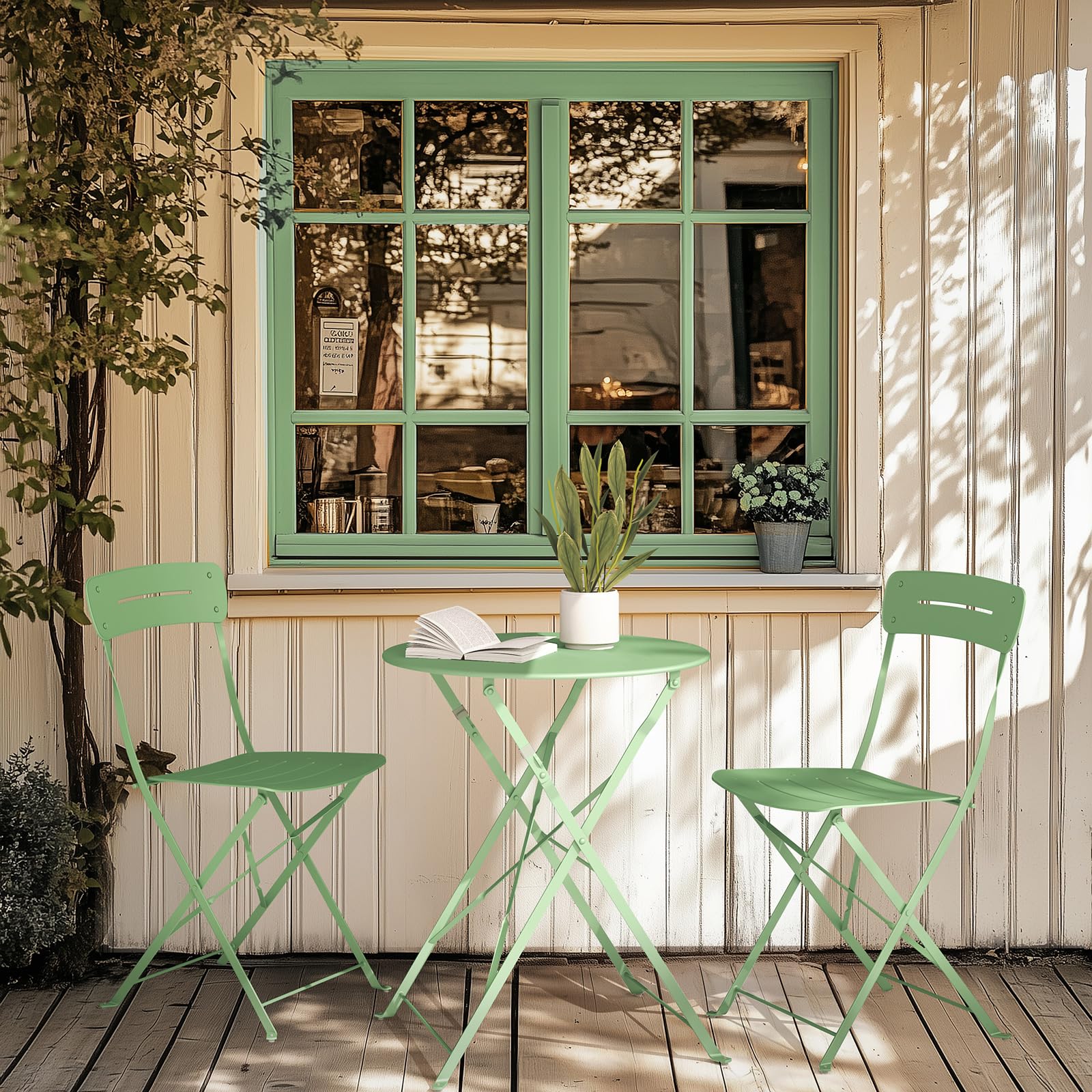 Premium Frame Patio Bistro Set, Colorful Folding Outdoor Patio Furniture Sets