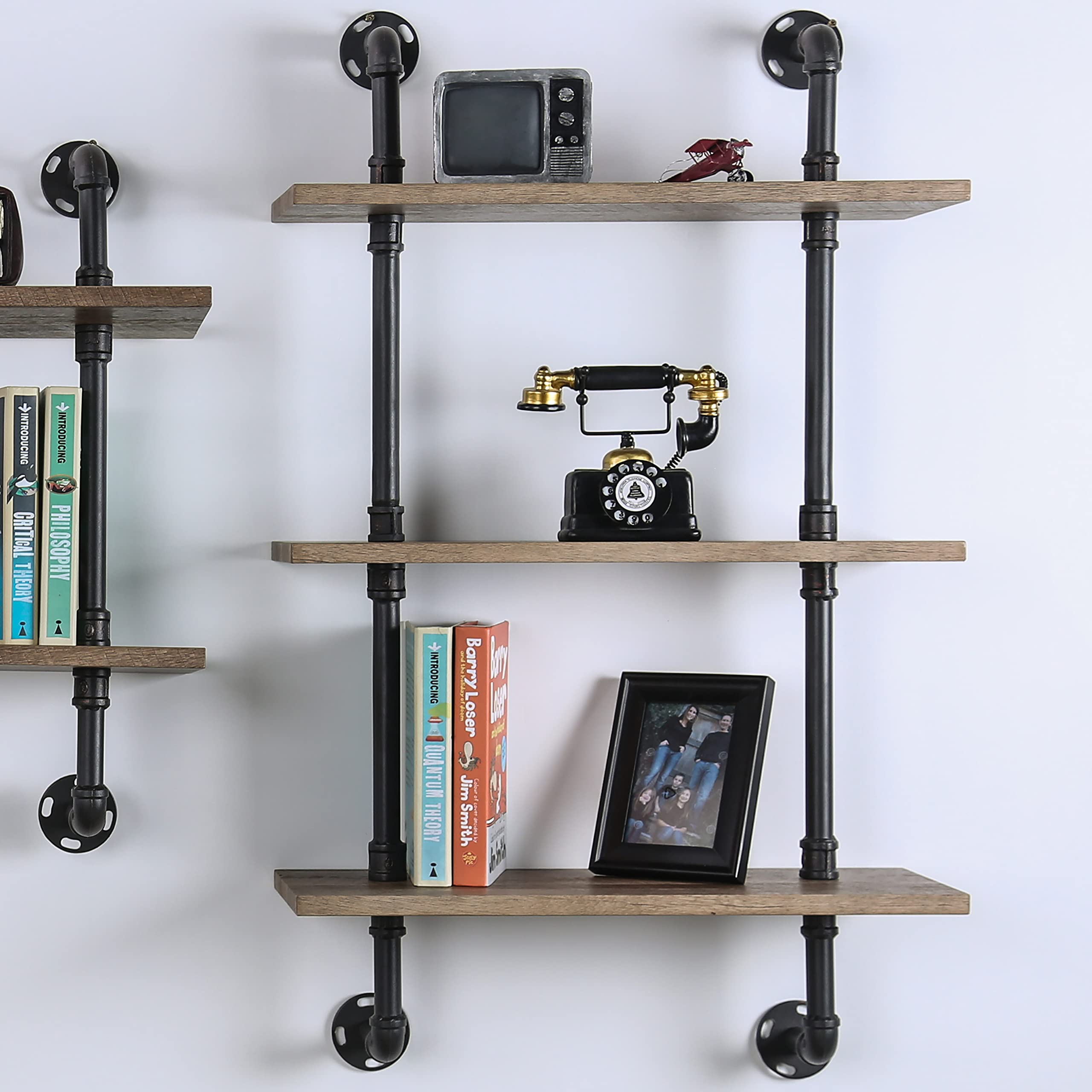 Treiber Industrial 3-Tier Metal 24 in. Floating Shelf for Living Room, Bedroom